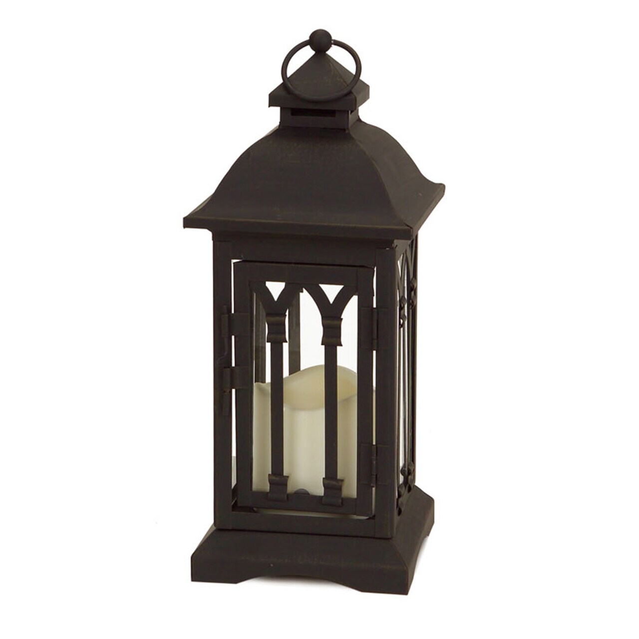 Melrose Set of 2 Gothic Style LED Flameless Pillar Candle Lanterns 12.25"